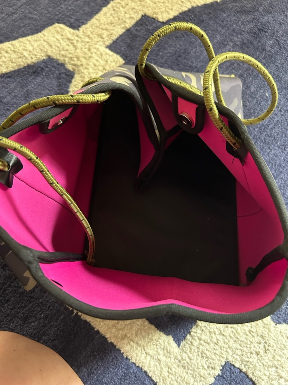 Women’s Camouflage Neoprene Tote with Pink and Orange Stripe - Picture 4 of 5